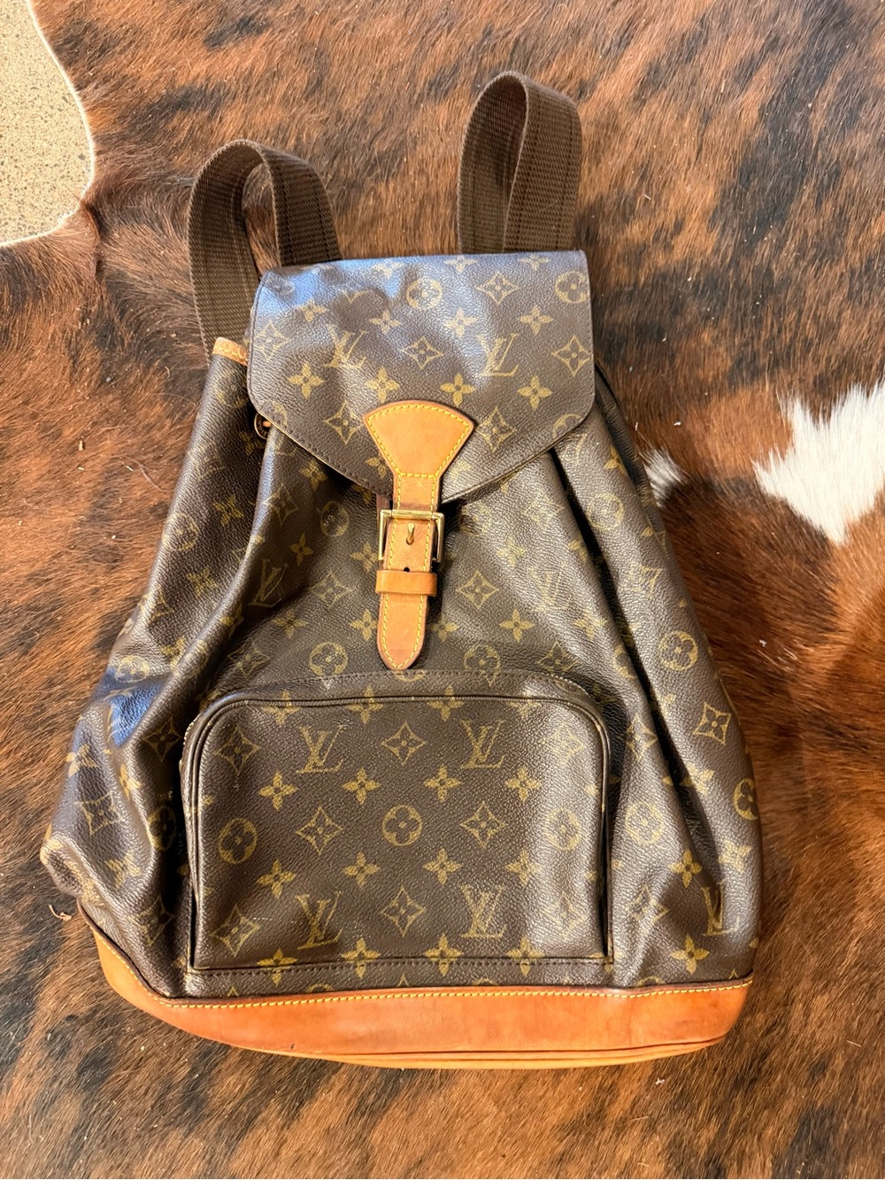 Louis Vuitton Monogram Canvas Backpack with Tan Leather Trim 1999  Authentic